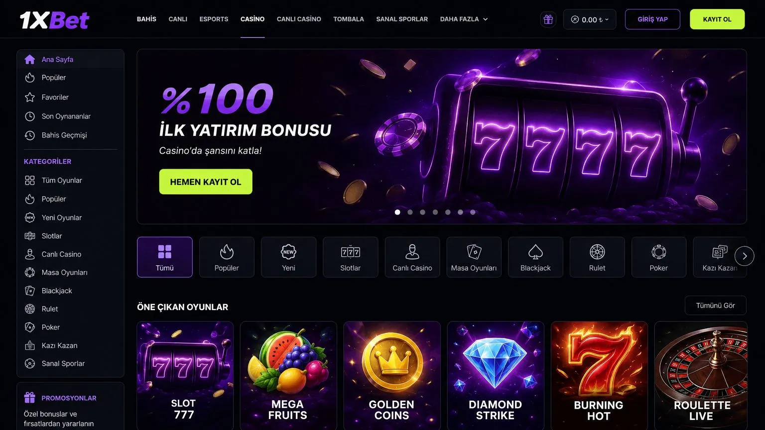 1xBet Üyelik ve Hesap Açma adımları