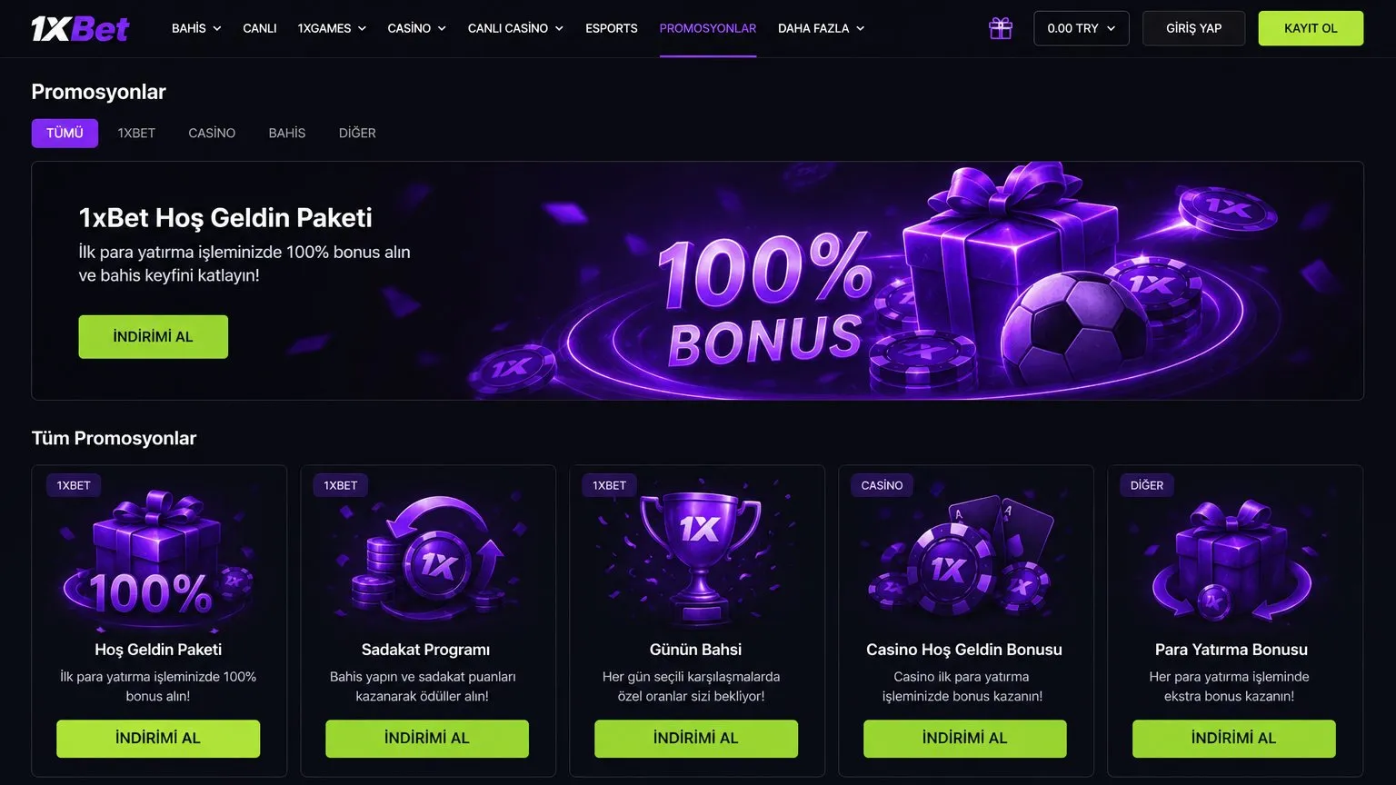 1xBet Bonusları ve Promosyonlar hoş geldin paketi
