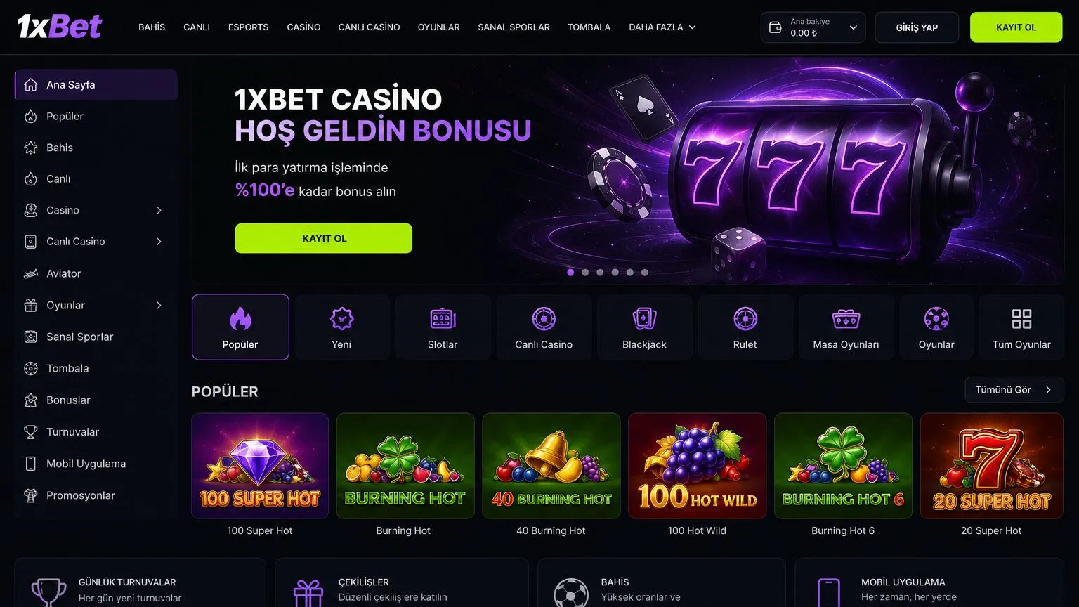 1xBet Giriş yeni hesap oluşturma adımları